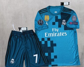 Real Madrid 2017-2018 Cristiano Ronaldo No. 7 Blue Champions League Kit - Jersey & Shorts Set