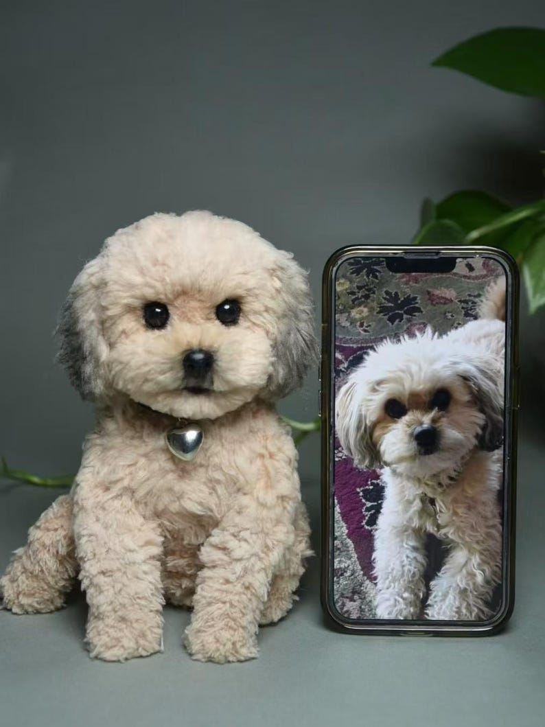 Custom Pet Replica Dog Plush,Photo of pet into custom stuffed animal,Handmade Pipe Cleaner Dollhouse Dog,Personalized Pet Plush Pet Memorial image 1