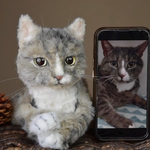 Custom Pet Replica cat Plush,Photo of pet into custom stuffed animal,Handmade Pipe Cleaner Dollhouse Dog,Personalized Pet Plush Pet Memorial