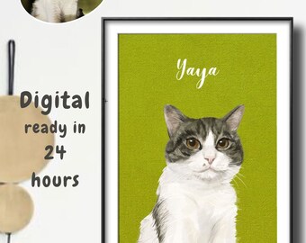 Aangepaste huisdierportretten Gepersonaliseerde digitale hondenportretten Kattenportretten Aangepaste hondenportretten met behulp van huisdierfoto Dierenkunst, digitale kunst, woondecoratie