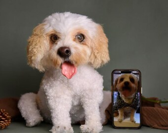 Custom Pet Replica Dog Plush,Photo of pet into custom stuffed animal,Handmade Pipe Cleaner Dollhouse Dog,Personalized Pet Plush Pet Memorial