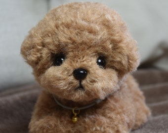 Chocolate Brownie Poodle Toy,Custom Pet Plush, Handmade Stuffed Poodle Doll, Realistic Plush Dog, Posable Collectible Doll Fun for All Ages