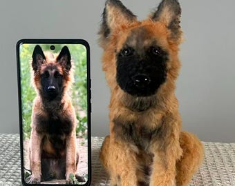 Custom German Shepherd Plush from Photo – Realistic Handmade Pet Replica | Personalized Stuffed Animal by PetyChery