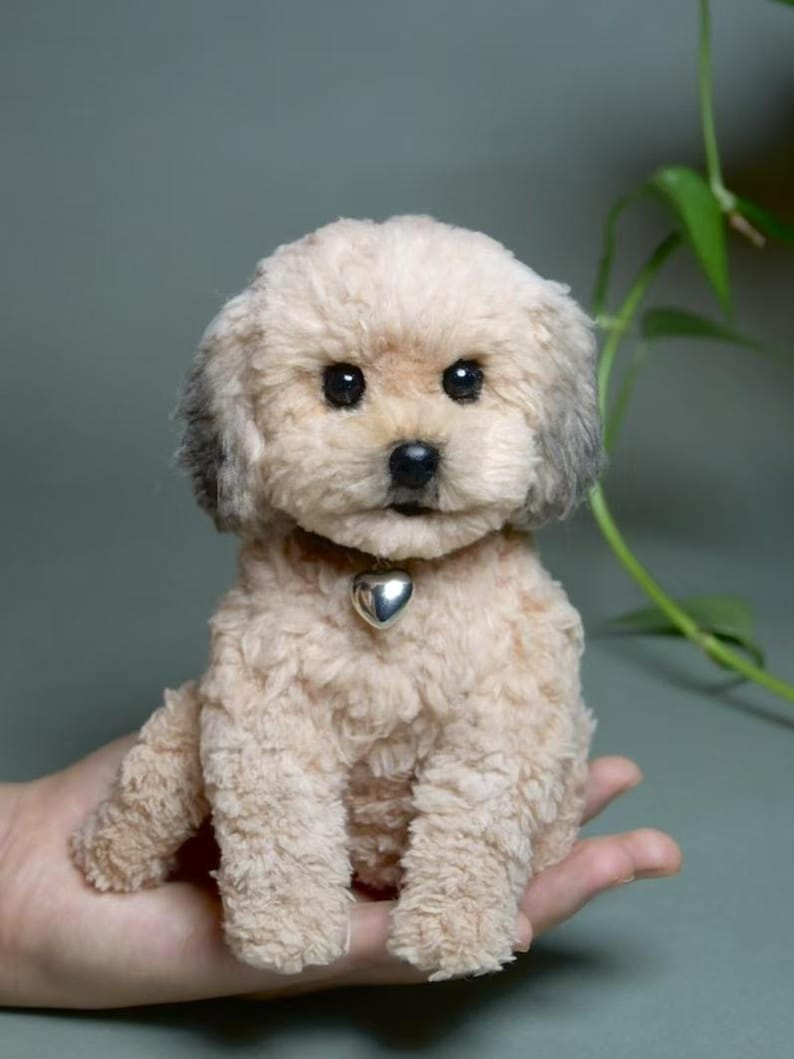 Custom Pet Replica Dog Plush,Photo of pet into custom stuffed animal,Handmade Pipe Cleaner Dollhouse Dog,Personalized Pet Plush Pet Memorial image 2