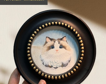 Ritratto personalizzato di mini animale domestico, animale domestico ad acquerello, disegno di animali domestici, illustrazione di gatti, disegno di gatti, regalo di inaugurazione della casa per animali domestici, regalo per lei, regalo per la festa della mamma