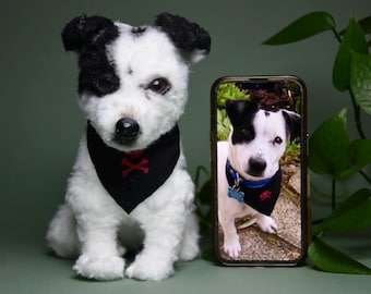 Aangepaste replica van een pluchen huisdierhond, foto van een huisdier als op maat gemaakt knuffeldier, handgemaakte pijpenrager poppenhuishond, gepersonaliseerd pluchen huisdiermonument