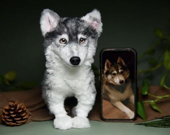 Custom Pet Replica Dog Plush,Photo of pet into custom stuffed animal,Handmade Pipe Cleaner Dollhouse Dog,Personalized Pet Plush Pet Memorial