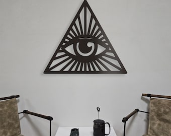 Eye Motif Wooden Wall Decor Modern Energy Wood Wall Art Decor Wooden Nursery Sign Picture Living Room Decor Gift Optical Illusion Illuminati