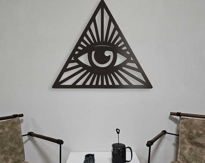 Eye Motif Wooden Wall Decor Modern Energy Wood Wall Art Decor Wooden Nursery Sign Picture Living Room Decor Gift Optical Illusion Illuminati