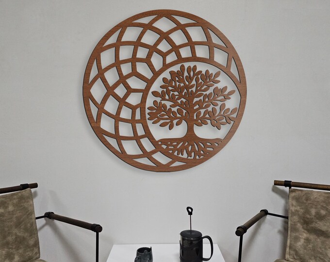 Geometric Life Tree Wall Decor Wood Wall Art Wooden decoration Tree of life Wood tree Home Decoration Painting on a wood home wall Decor