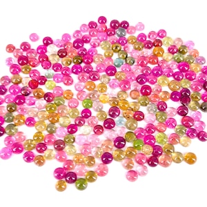 AAA+ Quality Natural Multi Tourmaline Cabochon, Tourmaline Gemstone for Jewelry making 4 mm Round Smooth Polished Cabochon