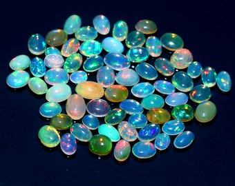 AAA Ethiopian Opal Cabochons: 30pcs Welo Opal Lot, Jewelry Making