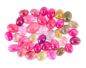 AAA Multi Turmalin Cabochons: Ovala Ädelstenar, 6x4 till 5 x 7 mm