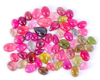 AAA Multi Turmalin Cabochons: 30 st. Parti, 5-7 mm Blandad Form
