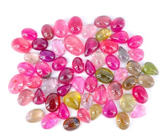 AAA Multi Turmalin Cabochons: 30 st. Parti, 5-7 mm Blandad Form