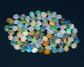 Ethiopian Welo Opal Cabochons: 5x7mm Gemstone Lot, Jewelry Making (50 pcs