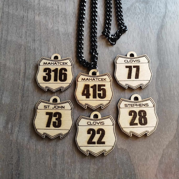 Personalized Dirt Bike Number Plate Pendant