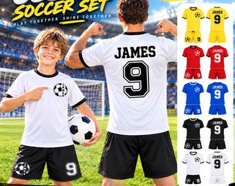 Custom Soccer Jersey Set, Personalized Soccer Uniform for Kids and Adults, Custom Name Number Football Shirt and Shorts, Team Sportswear