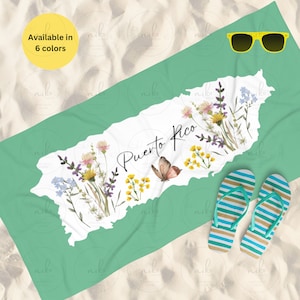 Puerto Rico Beach Towel, Boricua Towel, Puerto Rico Boho Map, Puerto Rico Beach Gift, Puerto Rico Vacation Gift, Puerto Rico Gift for Her