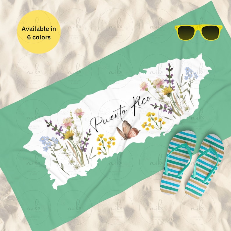 Puerto Rico Beach Towel - 31x51 Inch Soft Microfiber Towel, Quick Dry, Sand-Free, UV Print Art - Perfect For Travel, Pool, Camping Gift