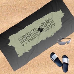 Puerto Rico Beach Towel, Puerto Rico Beach Towel with Coqui,Dad Gift, Gift for Him, Puerto Rico Vacation, Puerto Rico Souvenir, Boricua Dad