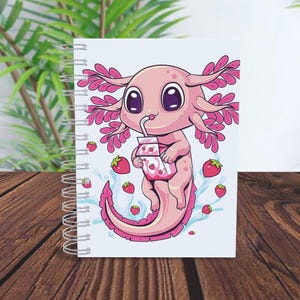Cute Axolotl Spiral Notebook - Ruled Line for School, Journal, Gifts, Note-taking, Kids, Aesthetic, Stationery