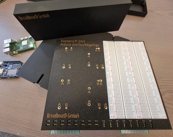 Raspberry PI, Arduino Uno/Duo, Mega, Giga dual mount with double breadboard for the BreadboarD GeniuS electronics project lab