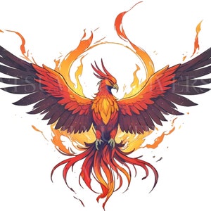 Aquarel Phoenix Clipart Sublimatie Ontwerpen, Phoenix SVG, Schattige Vogel Png, Pdf-bestand Muurkunst, Vuurvogel PNG, Digitale Bestanden Commercieel Gebruik