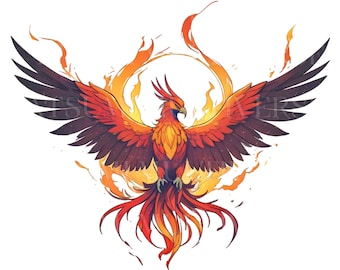 Watercolor Phoenix Clipart Sublimation Designs, Phoenix SVG, Cute Bird Png, Pdf file wall Art, Fire bird PNG, Digital Files commercial use