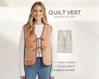 Patron de couture gilet matelassé pour femme, patron gilet vintage, patron de couture gilet patchwork