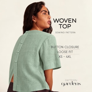 Patrón de costura para blusa de lino: Blusa tipo túnica de corte holgado (patrón en PDF)