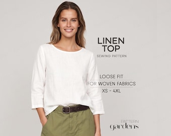 Linen Top Sewing Pattern For Women Summer Blouse Pattern, Simple Shirt Pattern (PDF Pattern)