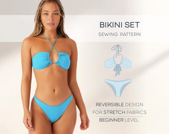 Bikini Sewing Pattern For Women, Swimsuit Pattern, Bikini Set Pattern Beginner Level, Plus Size Bikini Pattern, Swimwear PDF Sewing Patterns