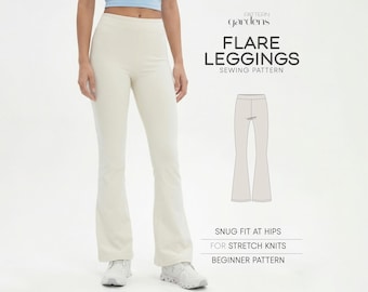 Flared Leggings Sewing Pattern, Yoga Pants Pattern, Flare Pants Pattern For Women (PDF Pattern)
