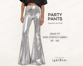 Flared Leggings Sewing Pattern, Bell Bottom Pants Patterns, Party Outfit PDF Pattern