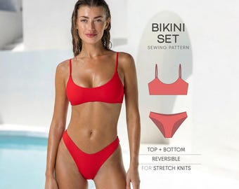Bikini Sewing Pattern, Women's Swimsuit Pattern, Bathing Suit Pattern, DIY Bikini, Plus Size Bikini Pattern, PDF Sewing Patterns