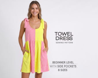 Towel Dress Sewing Pattern, Beach Dress Pattern, Terry Dress Pattern, Babydoll Dress Pattern