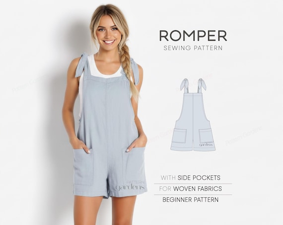 Women's Romper Pattern, Jumpsuit Sewing Pattern For Women, Onesie Pattern, Overalls Pattern, Dungarees Pattern, Plus Size Sewing Patterns