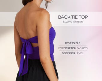 Stretch Top Sewing Pattern: Open Back Strapless Design (XS-4XL, PDF Pattern)