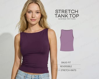 High Neck Top Pattern, Tank Top Sewing Pattern For Women, Cropped Top Pattern, Yoga Top Pattern, Plus Size Top Pattern