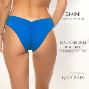 Bikini Pattern, Scrunched Bikini Beginner Sewing Pattern, Brazilian Bikini Pattern, Reversible Swimsuit Pattern, Plus Size PDF Patterns