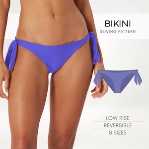 Patron de couture de bikini, Patron de bikini à nouer sur les côtés, Patron de maillot de bain pour femme, Patron PDF de maillot de bain, Patron de bas de bikini grande taille