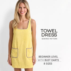 Towel Dress Pattern, A-Line Dress Sewing Pattern, Beach Dress Pattern, Short Summer Dress Pattern, Plus Size Dress PDF Sewing Pattern, Linen dress pattern, cotton dress pattern, sleeveless dress pattern, dress beginner pattern, relaxed dress pattern, casual dress pattern, comfortable dress pattern, loose dress pattern PDF sewing patterns for women, oversized dress Pattern, easy dress pattern, short dress pattern, mini dress pattern, trendy dress, summer dress pattern, cover up pattern
