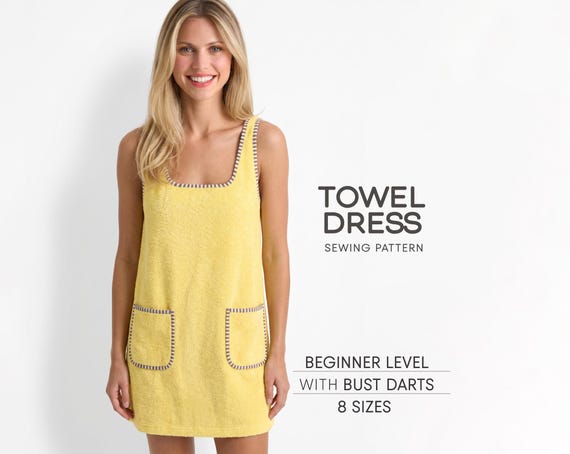 Towel Dress Pattern, Summer Dress Sewing Pattern, Beach Dress Pattern, Cover Up Pattern, Plus Size Dress PDF Sewing Pattern