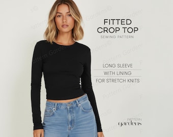 Crop Top Sewing Pattern, Fitted Stretch Top Pattern For Women, Yoga Top Pattern