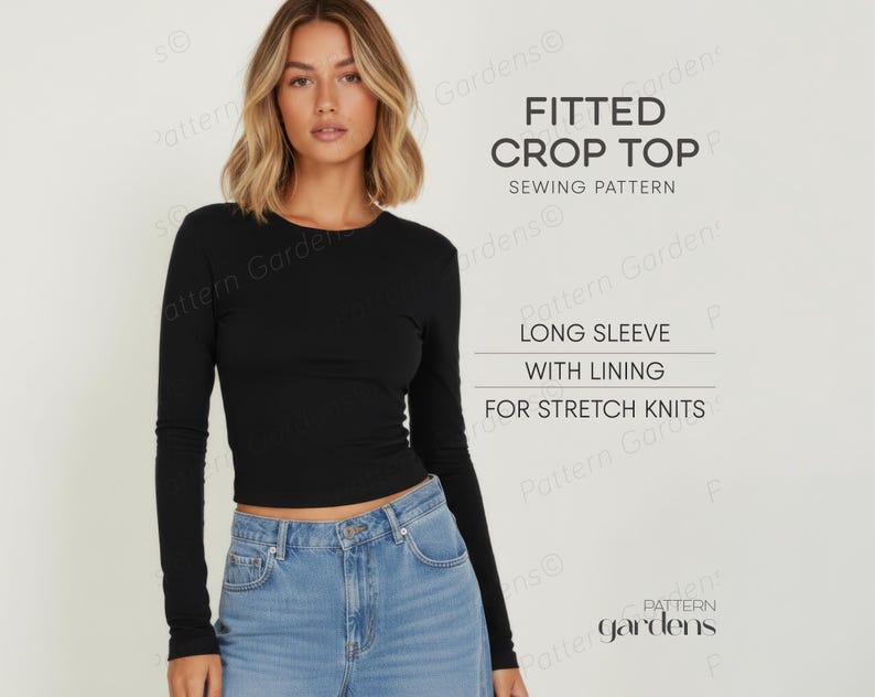 Stretch Top Sewing Pattern For Women, Fitted Top Pattern, Yoga Top Pattern, Women's Clothes PDF Patterns, PDF Sewing patterns for women, plus size sewing patterns, jersey top pattern, beginner friendly patterns, long sleeve top pattern, cropped top pattern, teen top pattern, sweater pattern, winter top, simple patterns for women, athletic top pattern, work out top pattern, cycling top pattern, pdf sewing patterns
