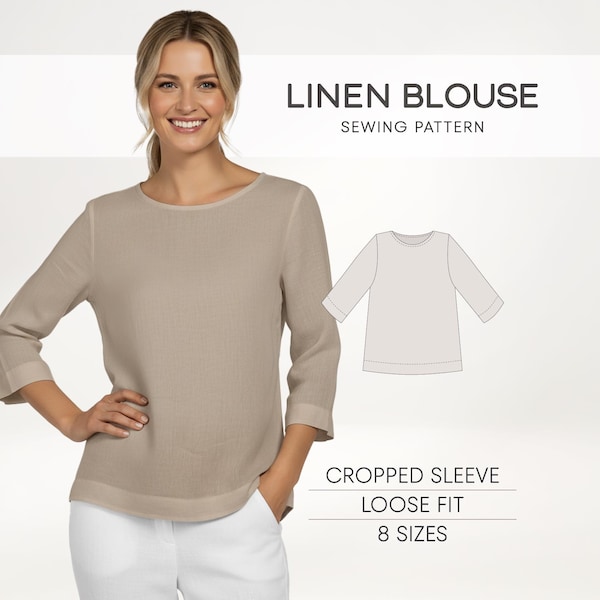 Patron de couture de chemisier en lin : haut ample pour femme (Patron PDF)