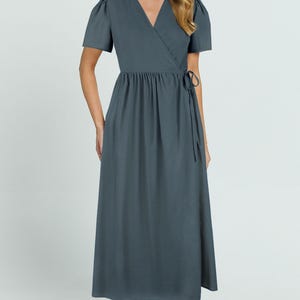 Wrap dress sewing pattern for women, easy fit linen dress with pockets, midi dress sewing pattern, flowy dress pattern, plus size dress pattern, digital sewing pattern, PDF sewing pattern for beginners and intermediate sewers, loose fit dress pattern, flattering dress silhouette, DIY clothing project, instant download sewing pattern, summer dress sewing pattern, casual dress sewing pattern