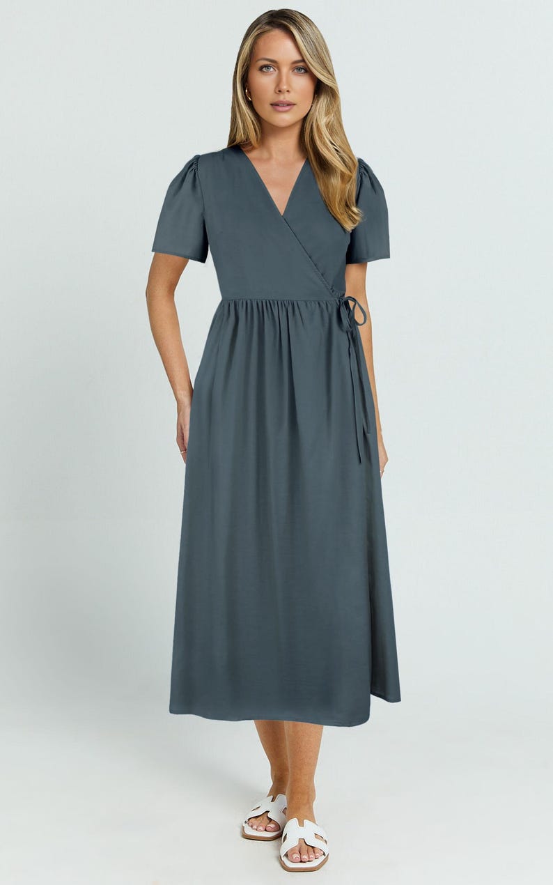 Wrap dress sewing pattern for women, easy fit linen dress with pockets, midi dress sewing pattern, flowy dress pattern, plus size dress pattern, digital sewing pattern, PDF sewing pattern for beginners and intermediate sewers, loose fit dress pattern, flattering dress silhouette, DIY clothing project, instant download sewing pattern, summer dress sewing pattern, casual dress sewing pattern