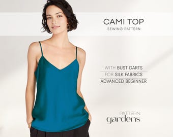 Cami Top Pattern, Slip Top Sewing Pattern, Beginner Top Sewing Pattern, Summer Top Pattern, Women's Blouse PDF Sewing Patterns
